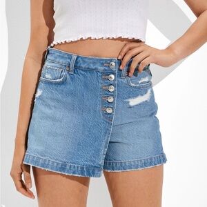 American Eagle AE distressed denim jean skort mom shorts size 2